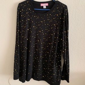 Koi Underscrubs Tee Black with Gold Foil Stars